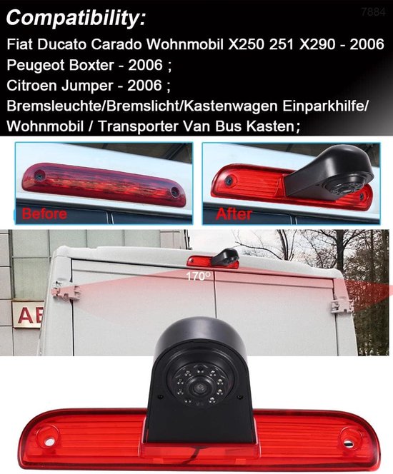 Derde remlicht achteruitrijcamera nachtzicht IR HD achteruitrijcamera voor Van Fiat Ducato X250 X290 2006/Peugeot Boxter 2006/Citroen Jumper 2006 — afbeelding 2