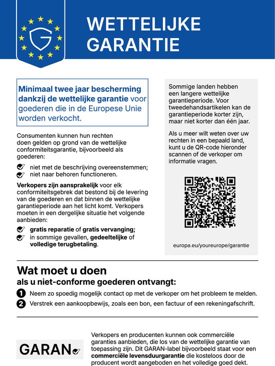 Wettelijke garantie. Informatie over rechten en garanties in de EU.