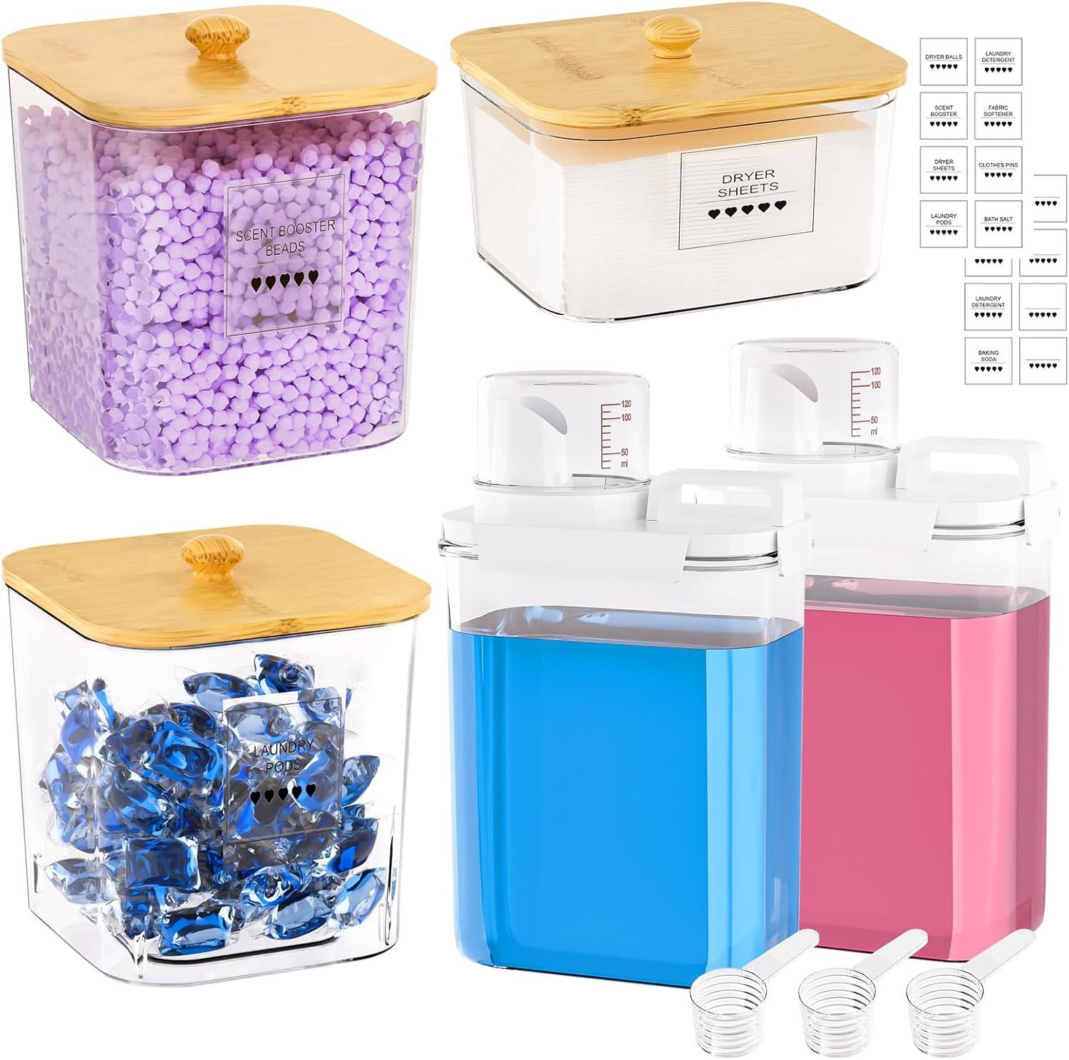 Yorbay Wasmiddeldispenser Opbergset Transparante Container: 5 Stuks