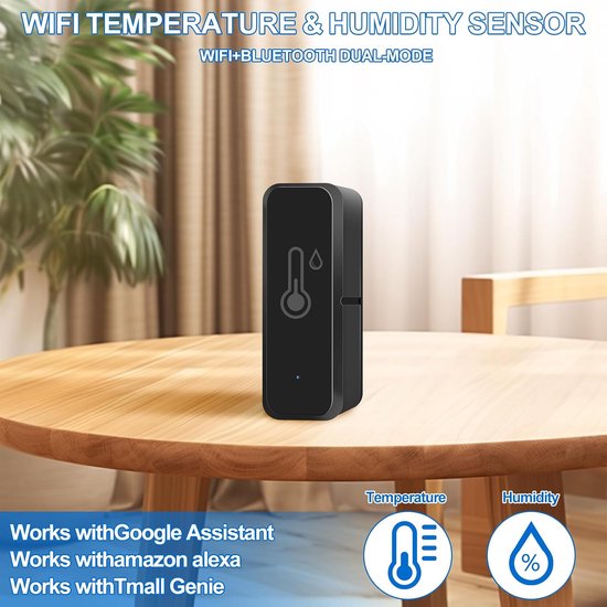 2 stuks wifi-thermometer, smart hygrometer, binnen en buiten, temperatuurvochtigheidssensor met slimme app en gegevensopname, mini-thermometer, hygrometer voor broeikas, wijnkelder, zwart — afbeelding 2