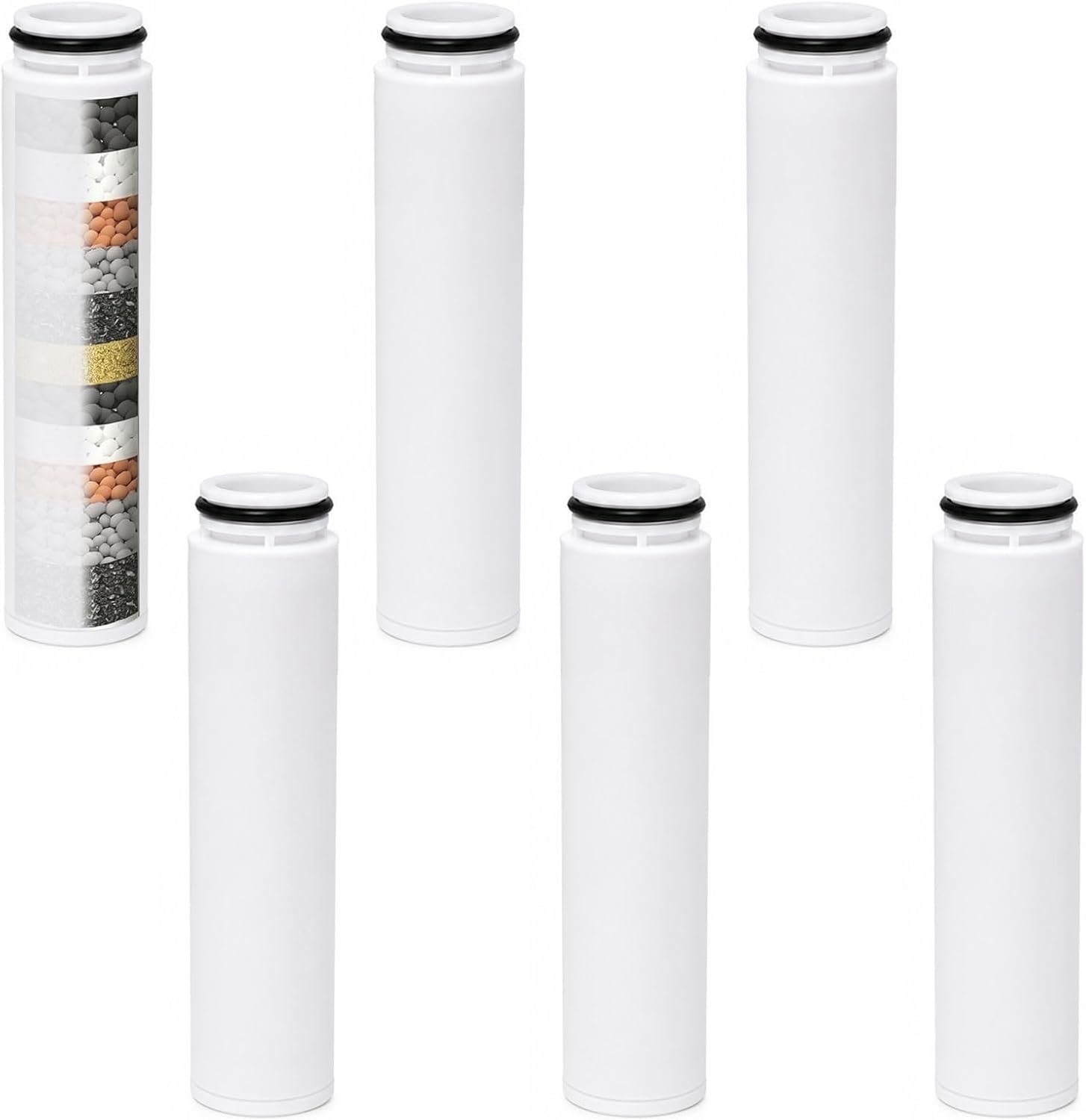 6 stuks douchefilters, vervangende cartridge douchekop, filter tegen kalk, douchekop, filter voor hard water, met - ShopVlot