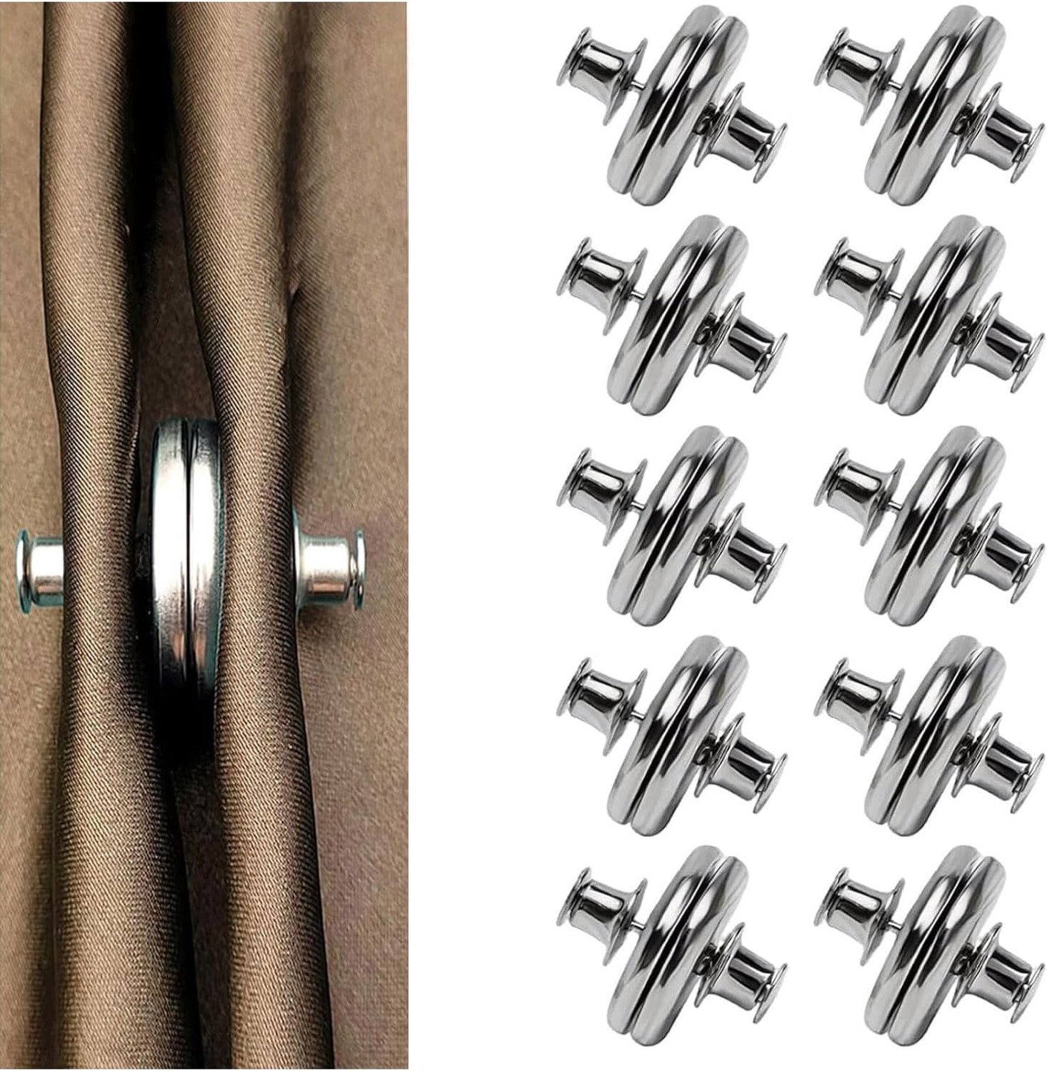 10Pairs Heavy Duty Magnetische Gordijn Clips, Lekvrije Gespen voor Slaapkamer - ShopVlot