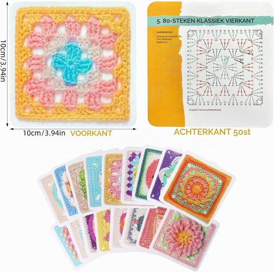 Mix en Match Ontwerpen voor Haakkaarten, Granny Square Haakpatronen en Boekje voor Beginners en Gevorderden met Foto's en Uitleg — afbeelding 2