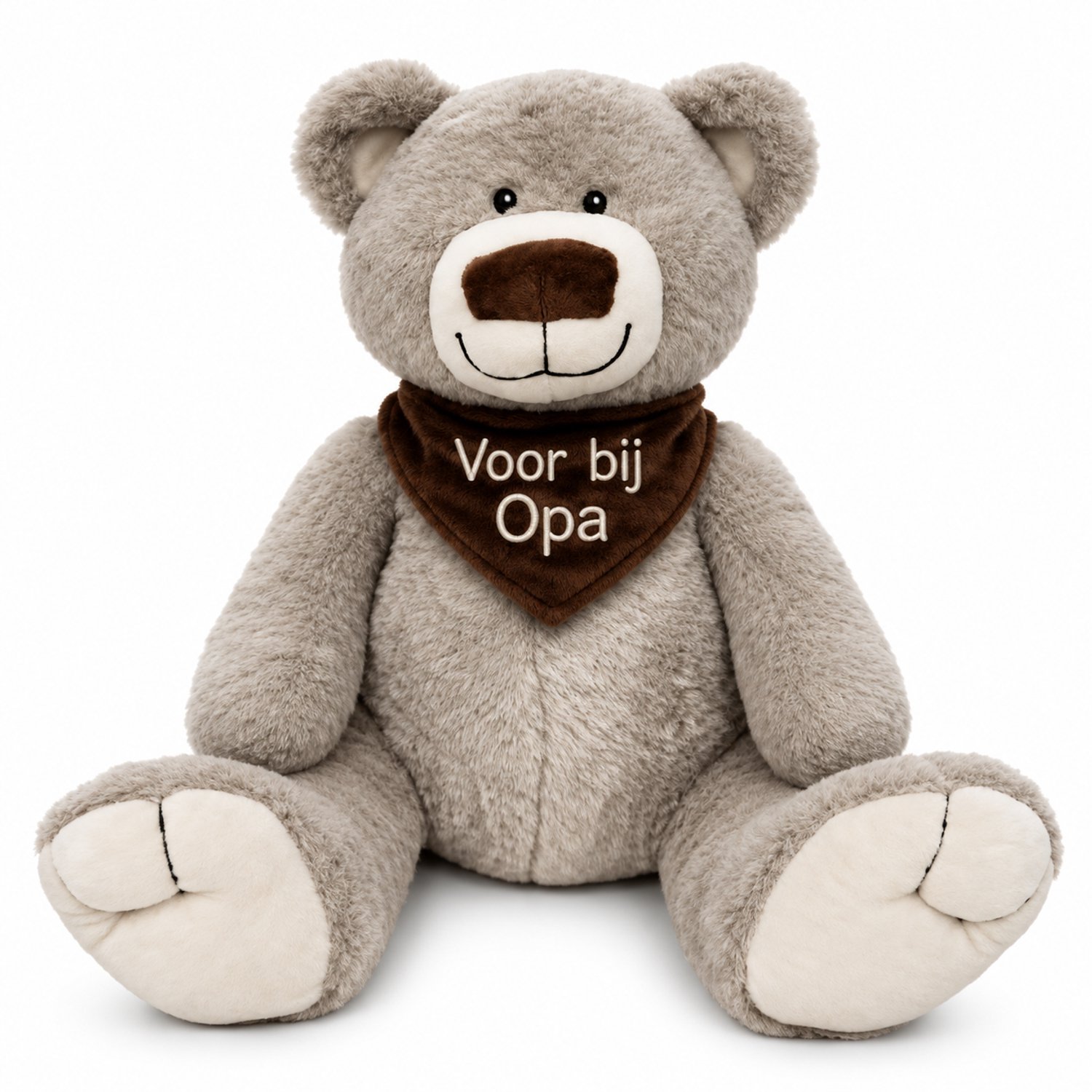 Grote Knuffelbeer 45 cm – Voor bij Opa – Zwangerschapsaankondiging – Geborduurde Knuffel – Cadeau voor Opa – Cadeau voor de liefste Opa – Beer – Grijs