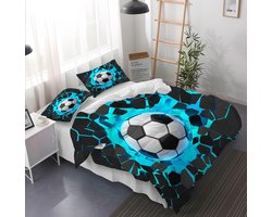 Leleyouzer Voetbal Dekbedovertrek 200 x 200 cm voor Kinderen Beddengoed Set 2 Persoon 3D Voetbal Dekbedovertrek - ShopVlot