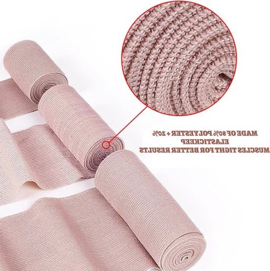 9 elastische verbanden - 4,5 m - Compressieverband - voor pols, enkel en knie - Voor verstuikingen en blessures - met metalen clips — afbeelding 2