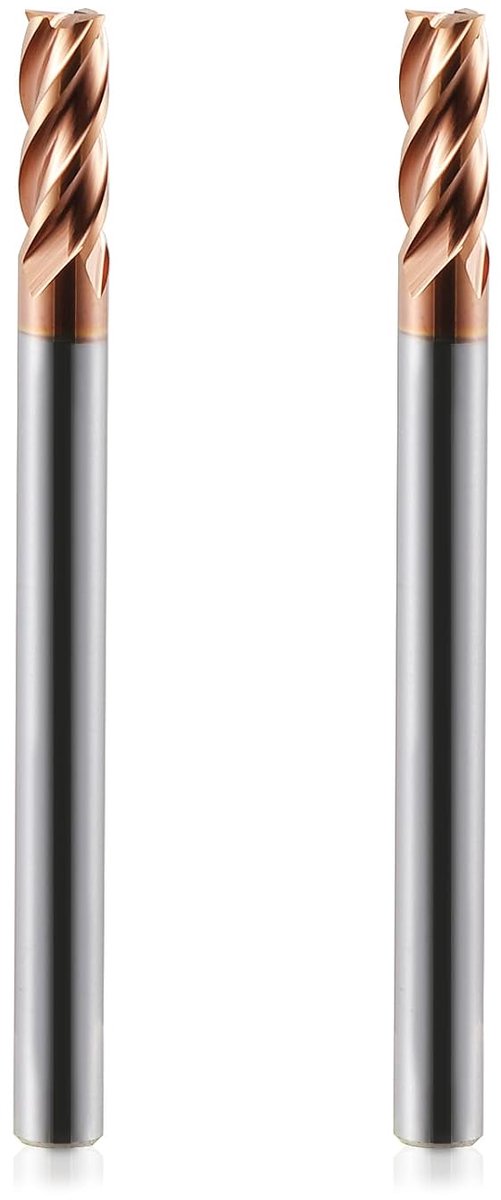 4 mm CED frees schachtfrees hardmetaal 4 fluiten, 2 stuks TiSiN Coat spiraalfrees bit VHM CNC booropzetstukken/schachtfrees bit, 55 HRC snijkant boor frees bit voor staal, aluminiumlegering, koper