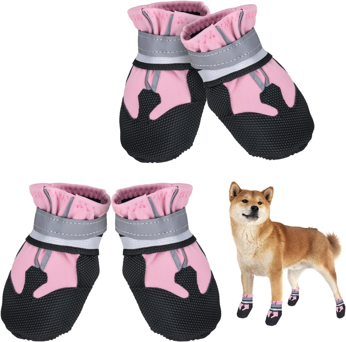 Schoenen voor honden, antislip, beschermende laarzen voor honden, waterdicht, voor kleine, middelgrote en grote honden (XL, roze)