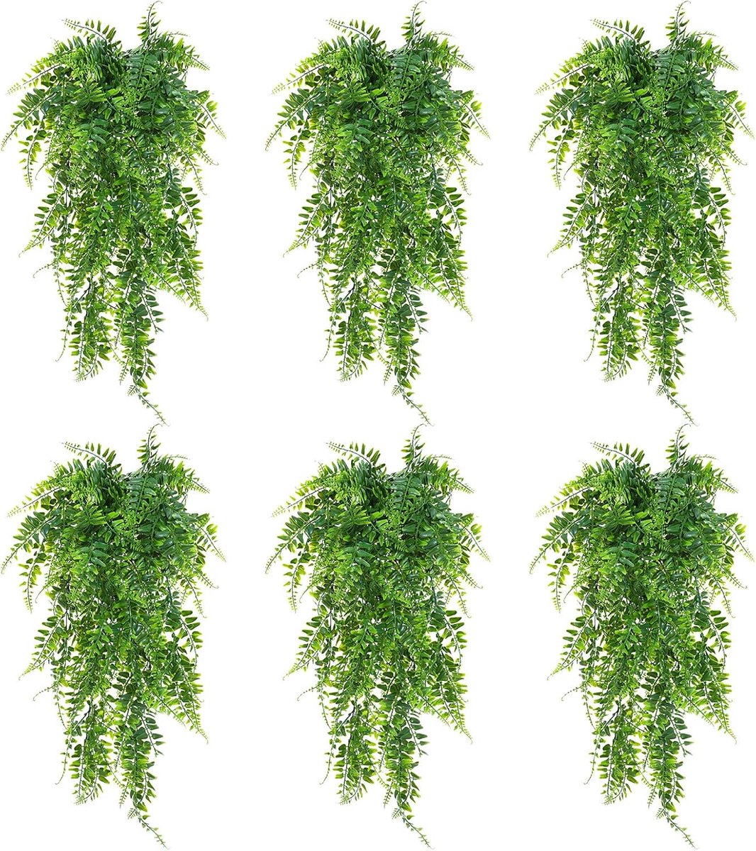 6 stuks kunstmatige hangende planten kunstmatige varens buiten nep hangende planten 90 cm lang binnen hangende mand onderhoudsvrij (varen)