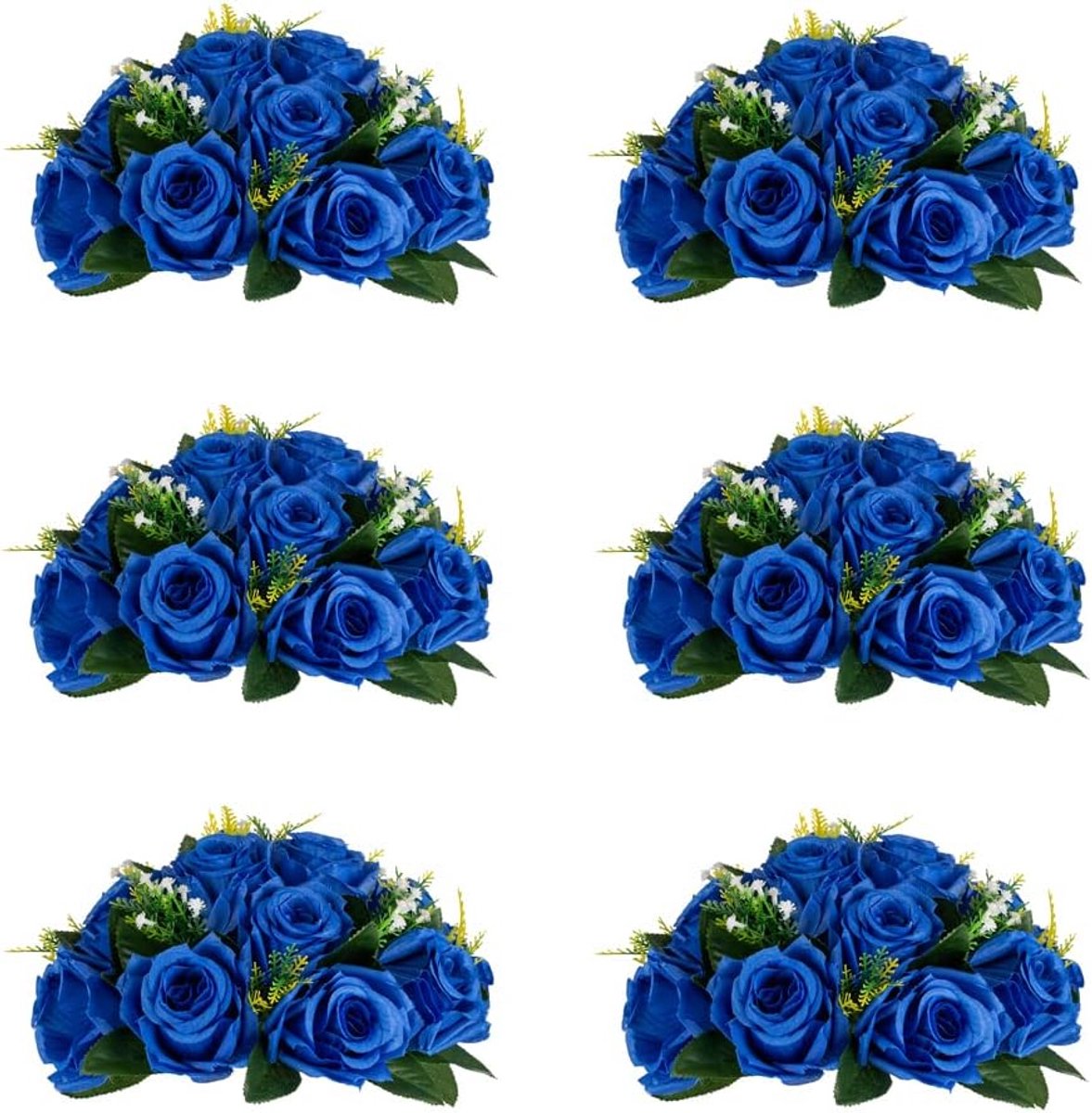 Bloemstuk - 6 stuks kunstmatige rozenballen voor tafelstukken, boeketten, bruiloften, verjaardagsfeestje, Valentijnsdag, woondecoratie - koningsblauw