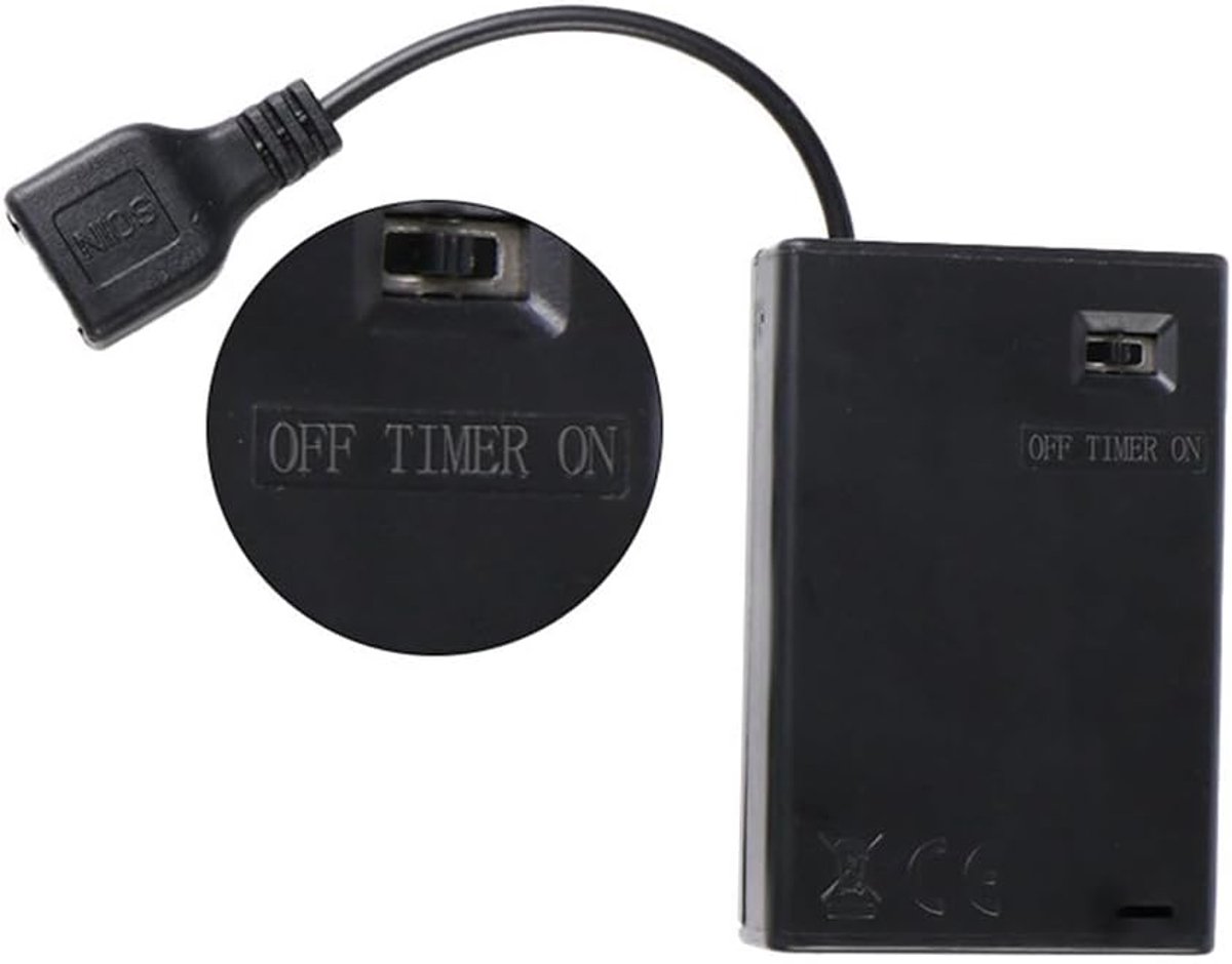 1-delige klokbatterijdoos 3AA batterijhouder, USB-aansluiting 3AA batterijbox 5V met deksel en open/gesloten USB-kabel Geschikt voor bouwsteenverlichtingsaccessoires (zonder accu)