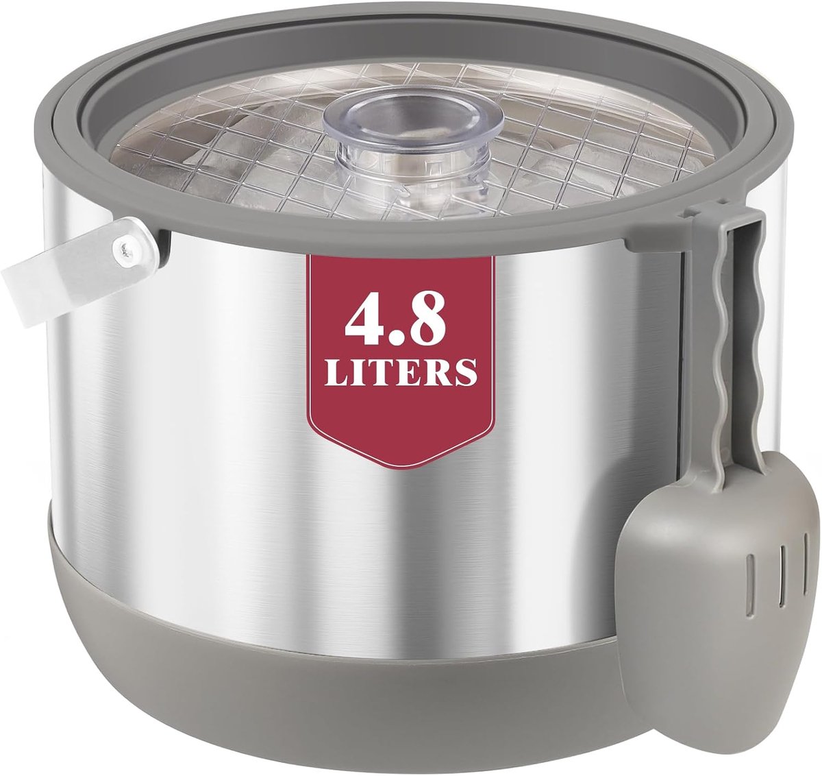 5QT/4.8L Geïsoleerde Ijsemmer voor Feesten, Hangable Schep & Deksel, Grijs