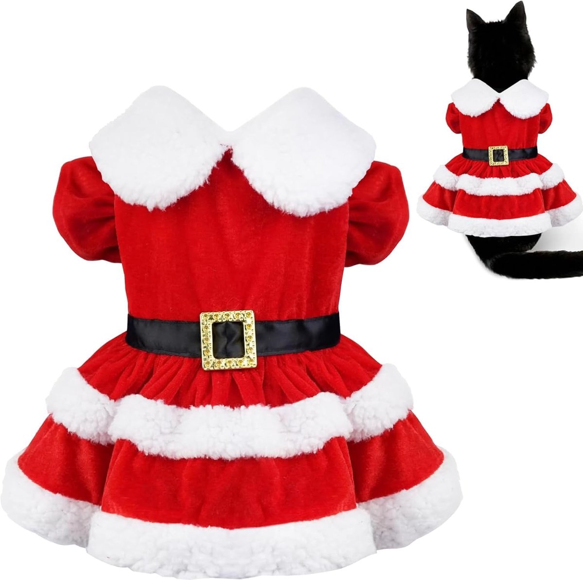 Kerstmis, hondenkerstkostuum, rood kerstkostuum hond, huisdier kerstkostuum maat S, kerstkleding hond, kerstoutfit hond voor kleine middelgrote honden