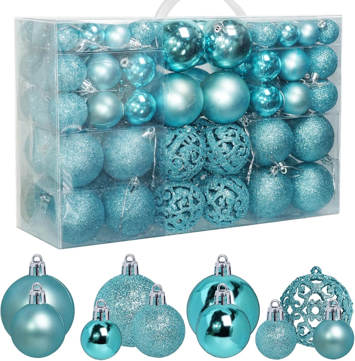 Kerstballen, Kerstboom Ballen Set, Decoratieve Hangende Ballen 3/4/6cm, Geschikt voor Xmas, Ramen, Kerstkransen, Kerstdecoraties Ornamenten, Lichtblauw