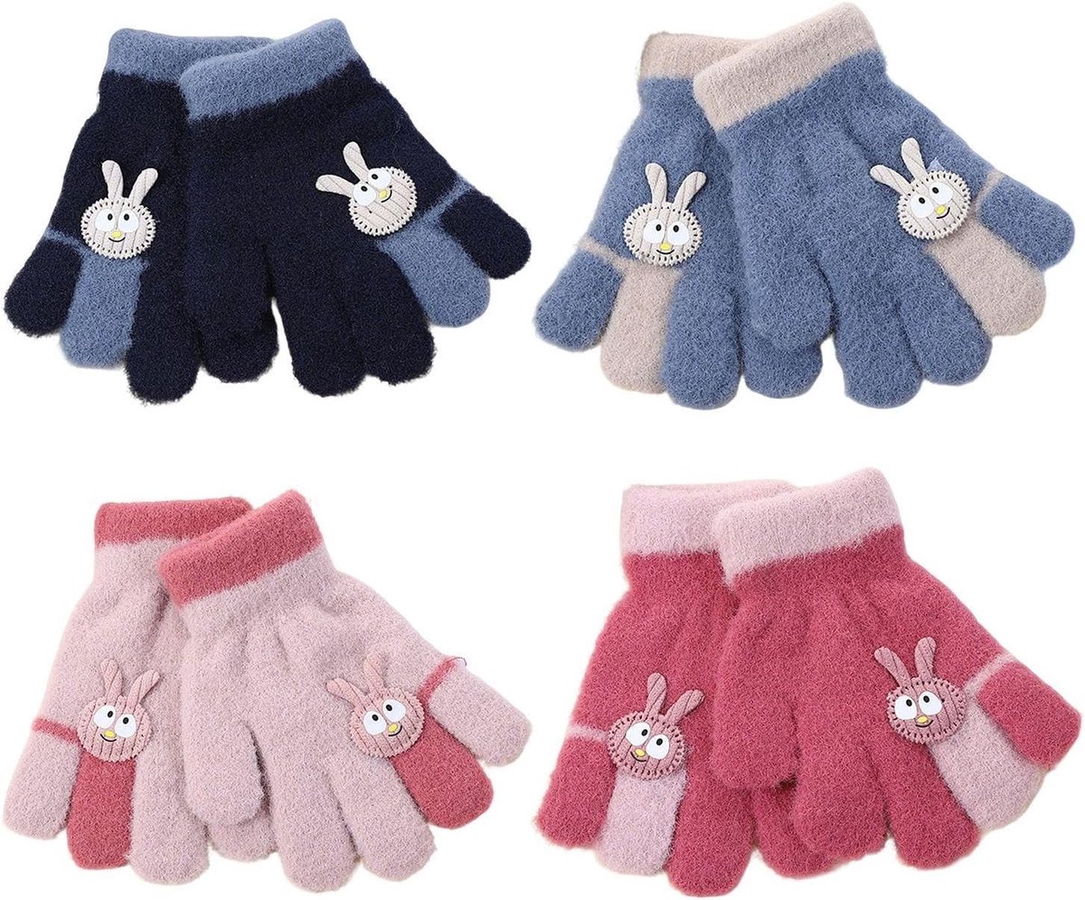 Handschoenen, gebreide wollen handschoenen, schattige konijnenwollen handschoenen, verdikte winterhandschoenen, koudebestendige outdoorhandschoenen, Donkerblauw, M