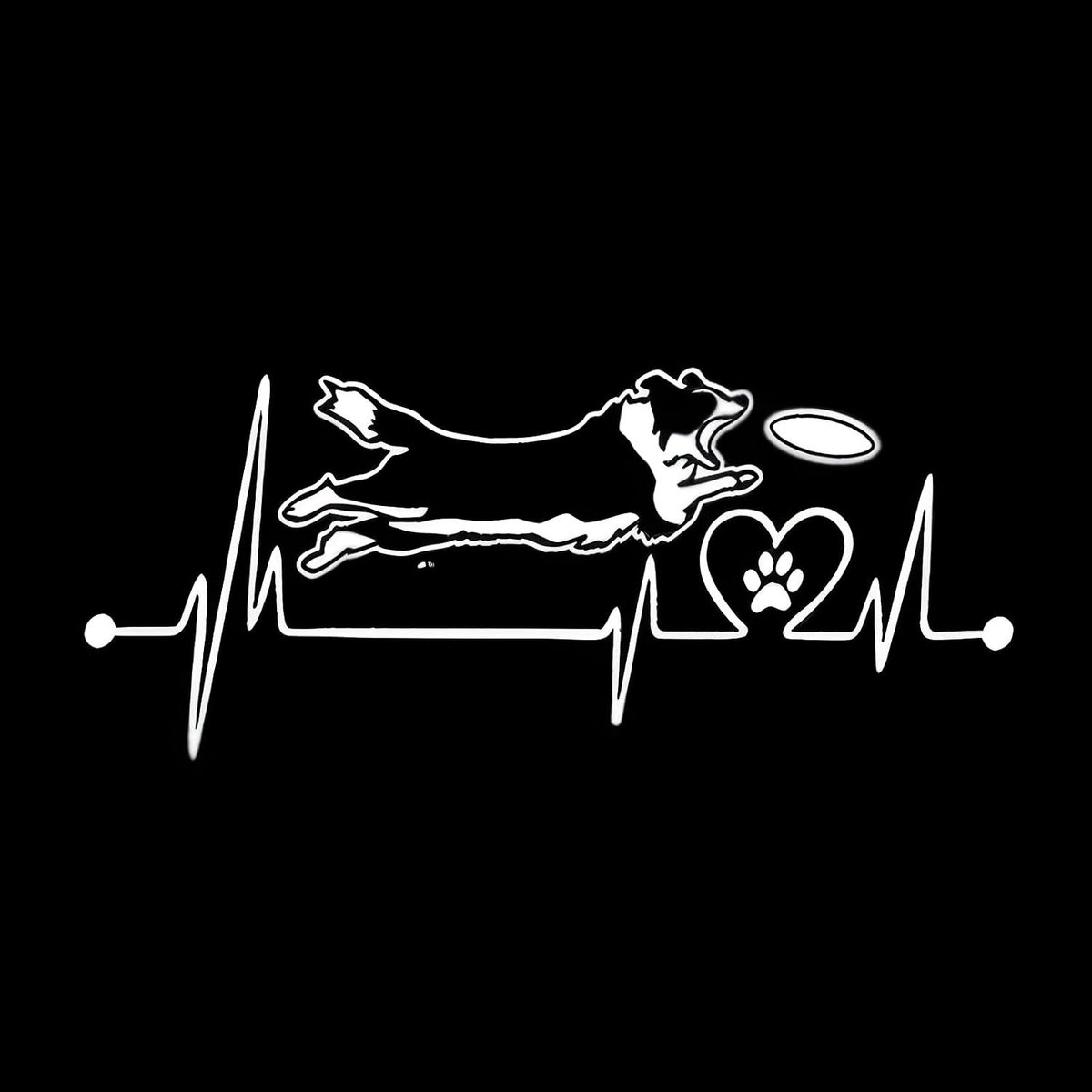 Border Collie Sticker 15 cm (5,9 inch) Border Collie Wit Auto Sticker Waterdicht Huisdier Hond Sticker Border Collie Hartslag Liefde Cardiogram Grappige Sticker Decor