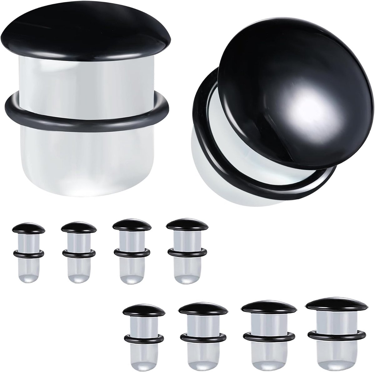 1 paar enkele oorstretchers, massieve glazen oorpluggen, maten 6g – 9/16 inch beschikbaar voor vrouwen en mannen, transparante ear stretchers