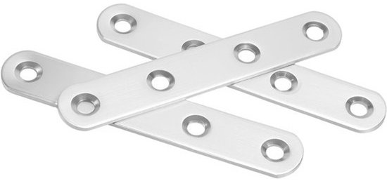 40 stuks platte rechte beugels voor houten meubelbevestiging - roestvrij staal - 100 x 17 x 2 mm — afbeelding 3