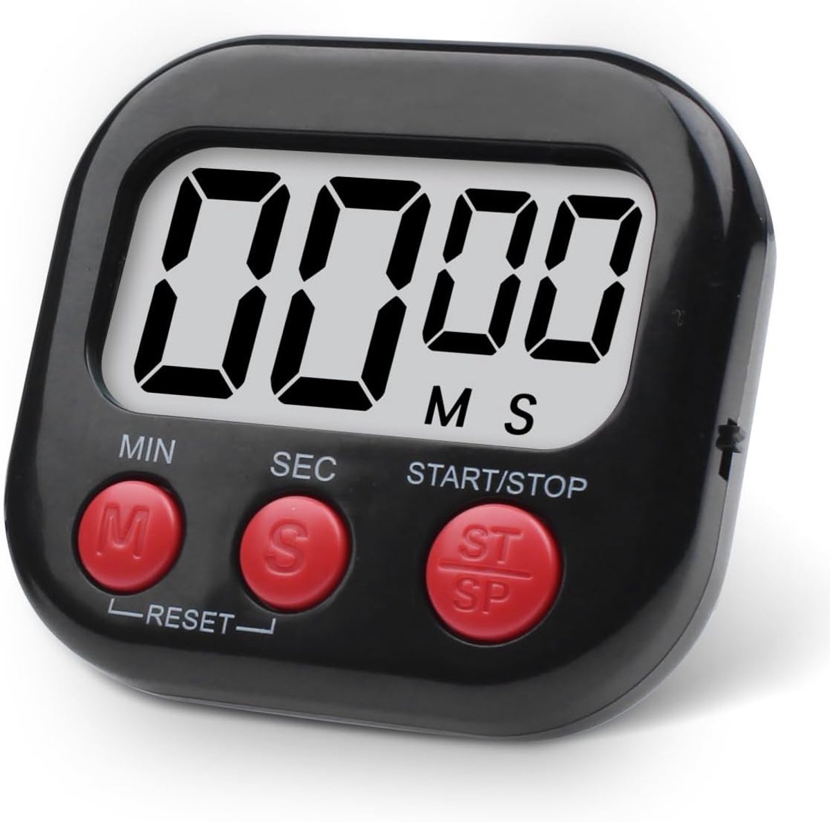 Keukentimer, magnetische achterstandaard, timers voor bakken, keuken, studeerkamer, trainingstraining, tellen en aftellen klok luid alarm (ZWART)