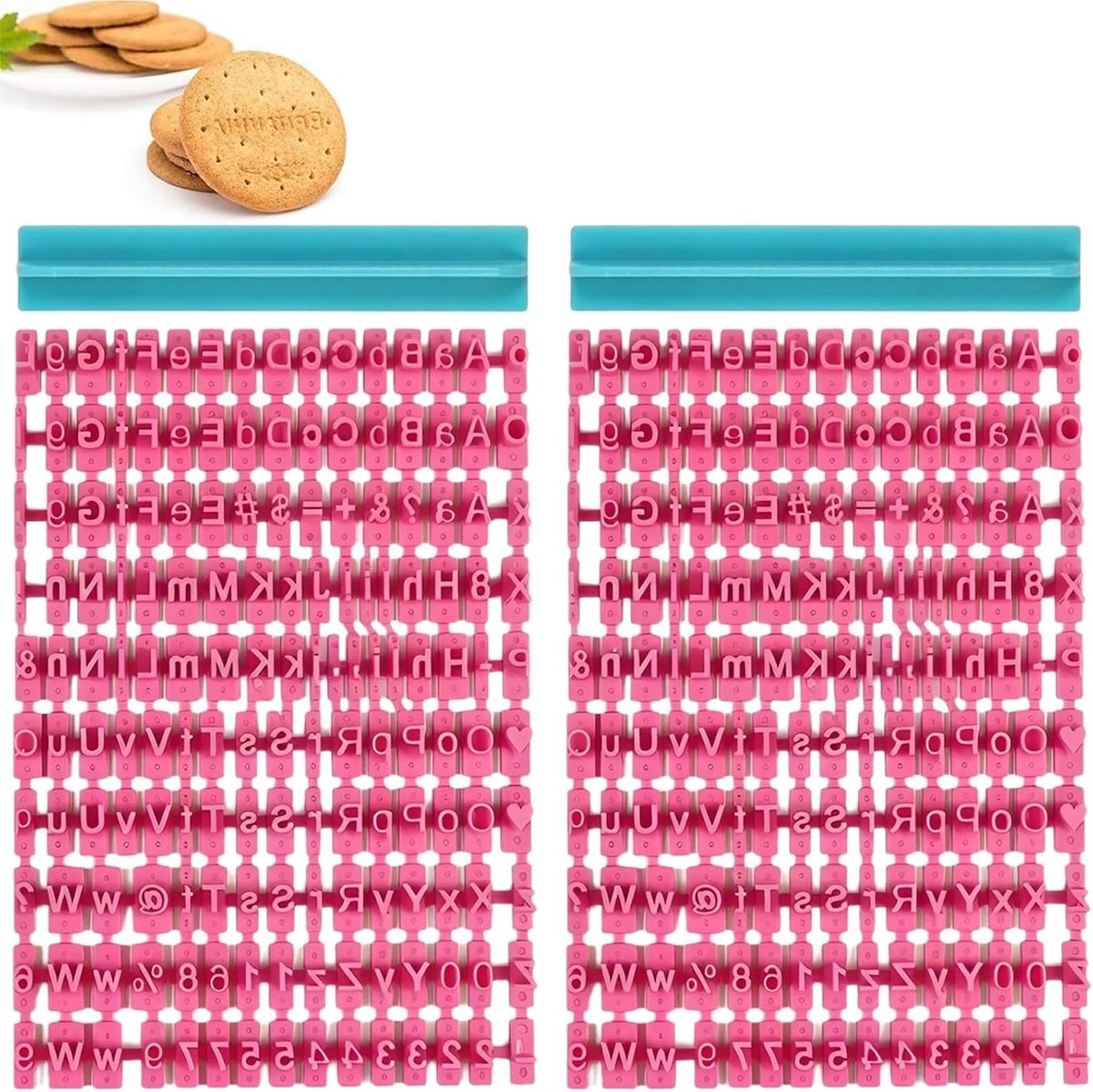 2 sets uitsteekvormpjes alfabet en cijfers, letters, cijfers en symbolen voor koekjes, letterstempel voor gebak, letters, koekjes, fondant (1)