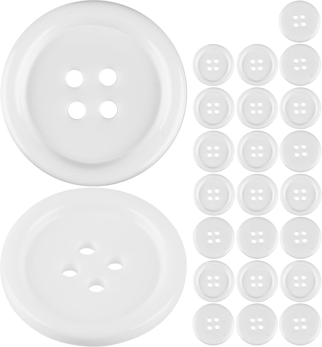 Knopen 24 stuks 4-gaats Ø 25,4 mm wit polyester maat 40L hars knopen voor jas mantel overhemd polo doe-het-zelf knoop kunsthars wasknopen basisbutton knutselknopen
