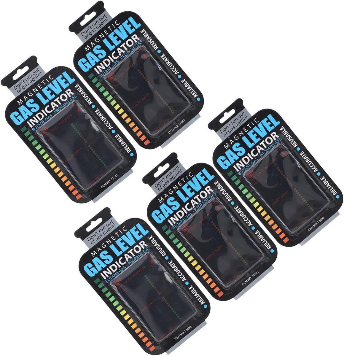 Gasniveau-indicator, 5 stuks, PET-kunststof, licht, draagbaar, magneetsensor, propaangank, grillniveau-indicatoren, campinggereedschap