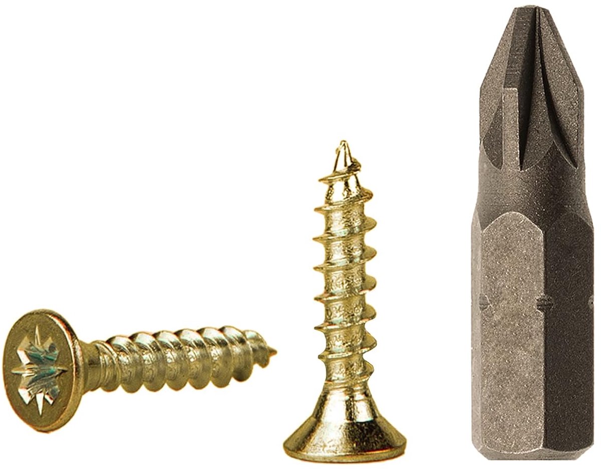 (Pack van 1500 stuks) Geel verzinkt staal 3,0 x 12 mm houtschroeven, spaanplaatschroeven, universele Pozi-Drive schroef, PZ volledig schroefdraad, Pozidriv verzonken kop (1500, 3,0 x 12 mm)