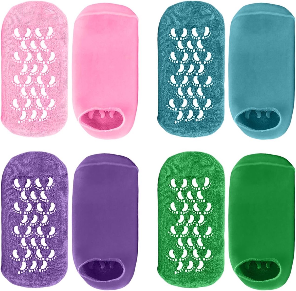 4 paar yogasokken, antislipsokken, zelfgemaakte sokken, hydraterende sokken, accessoires voor voetverzorging.