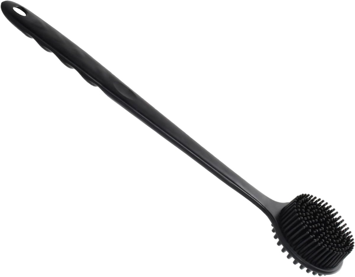 Lichaamsreiniger voor de douche met lange handgreep, zachte siliconen rugrubber, badborstel, dubbelzijdige doucheborstel voor douchecrub, siliconen borstel voor lichaamscrub