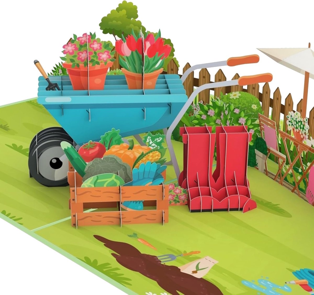 SnelShoppen - MOKIO Pop-Up Kaart Tuin - 3D Verjaardagskaart voor Tuinliefhebbers - Unieke Verjaardag Kaart met Verrassingseffect - Perfect voor Moeder