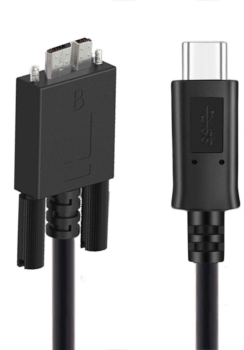 USB C naar Micro USB 3.0 datakabel 100 cm - met schroefmontage - 5Gbps snelheid - ShopVlot