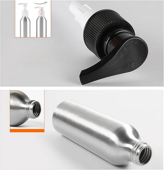 Dailygoods- Pompfles 250ml - 3 Stuks - Aluminium - Navulbaar — afbeelding 3