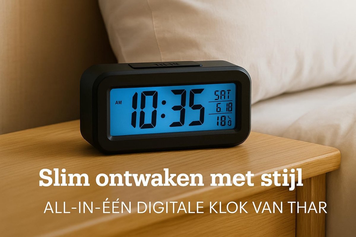 Digitale wekker met LED - witte kleur - temperatuur- en kalenderfunctie - perfect voor jouw slaapkamer - ShopVlot