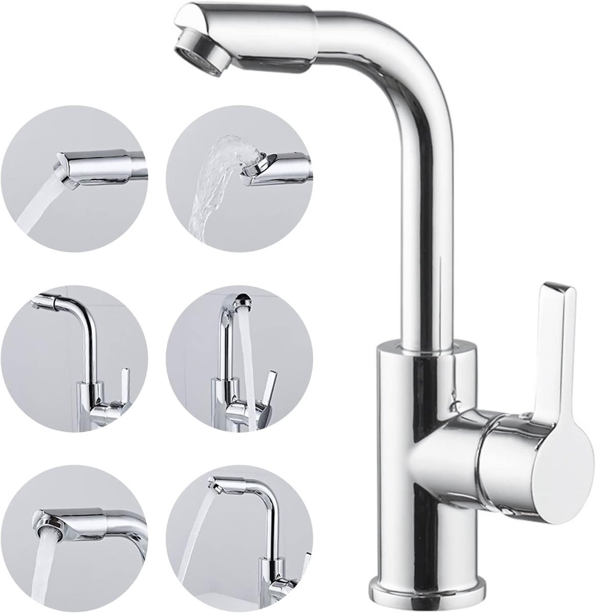 Faucet 360°Rotation Bathroom Mixer Tap Cold and Hot Water Single Lever Basin - ShopVlot