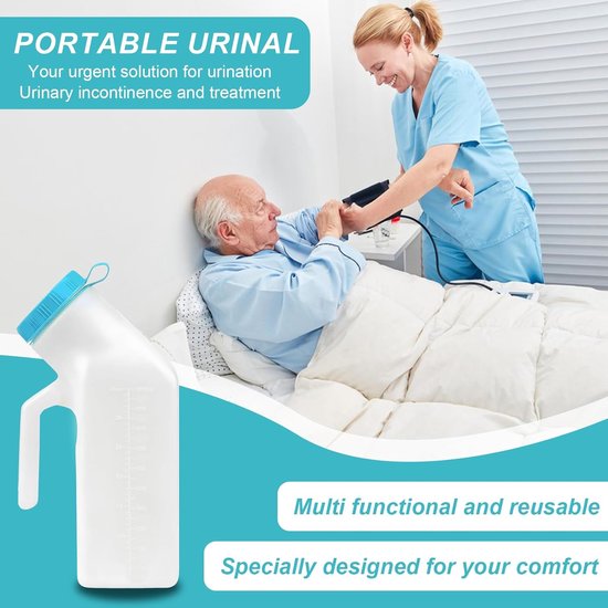 Male Urinal Bottle 1000ml - Unisex Urinals - Transparante Urinal Collector - Draagbare Urinal Toiletten met Deksel van Merkloos	 — afbeelding 4
