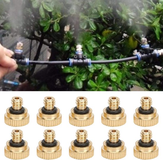 NTH products- Vernevelingssproeier 10 Stuks - Messing - Lage Druk - Sproeikop - Vernevelingssysteem - Corrosiebestendig - O-ring voor Waterdichtheid van Nth Products — afbeelding 3