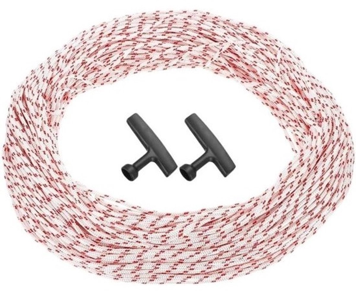 Trekkoord met handvat - Voor achterwaarts startende grasmaaiers - 3-5 mm diameter, 100 m lang, vervanging voor starttouw geschikt voor tuinieren (3,5 mm, 100 m lang)