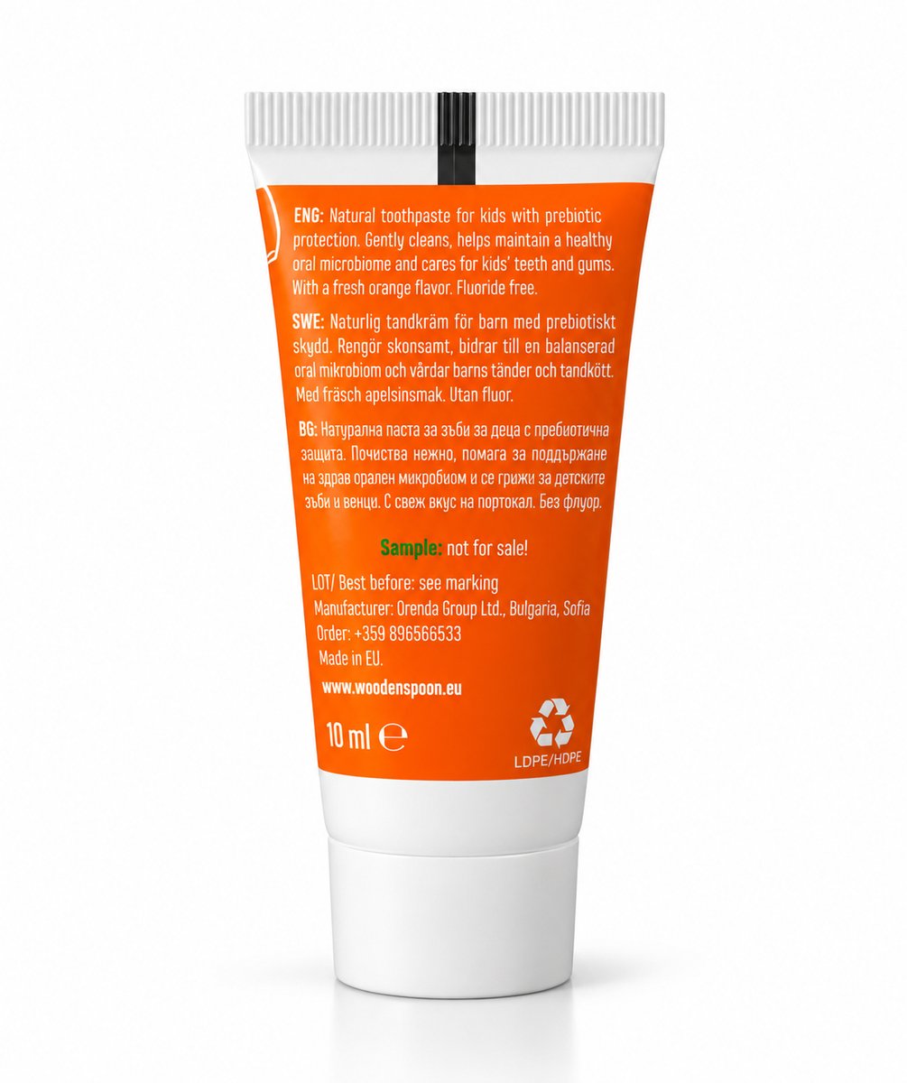 Wooden Spoon Organic Kids Toothpaste with Prebiotic-Zonder fluoride-vanaf 1 jaar-Met xylitol-sinaasappelsmaak