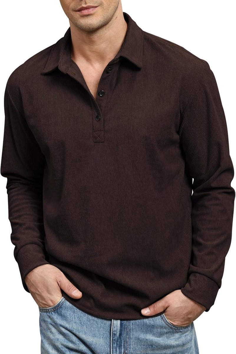 Poloshirt voor heren, lange mouwen, casual, voor herfst en winter