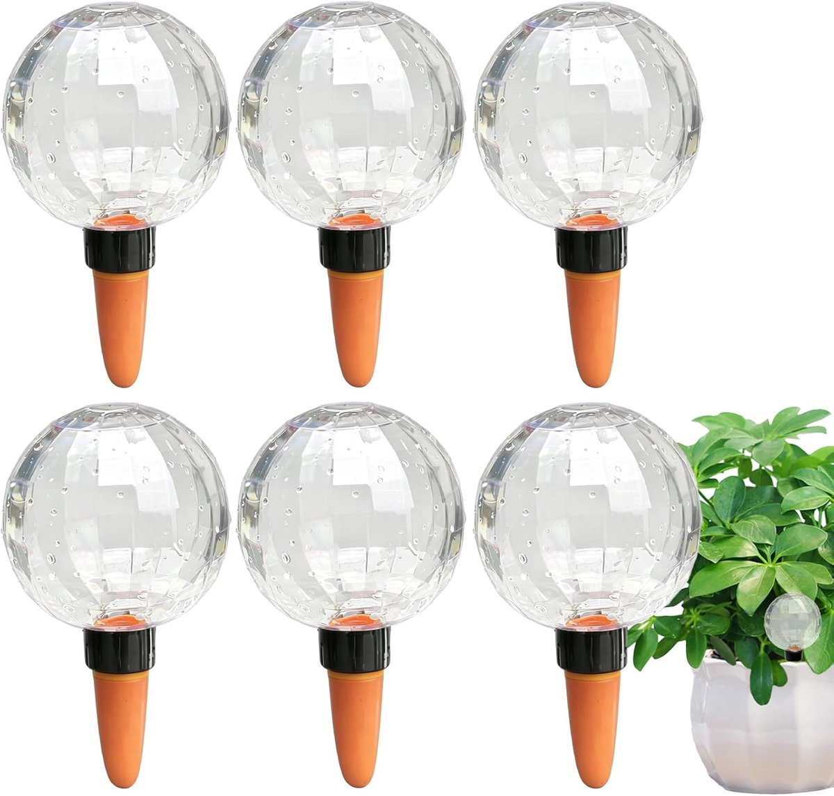 6 stuks design irrigatieballen, 300 ml, automatische plantenirrigatie, zelfbewatering, waterdispenser, planten, decoratieve druppelirrigatie voor kamerplanten, balkon, tuin, vakantie (vierkant)