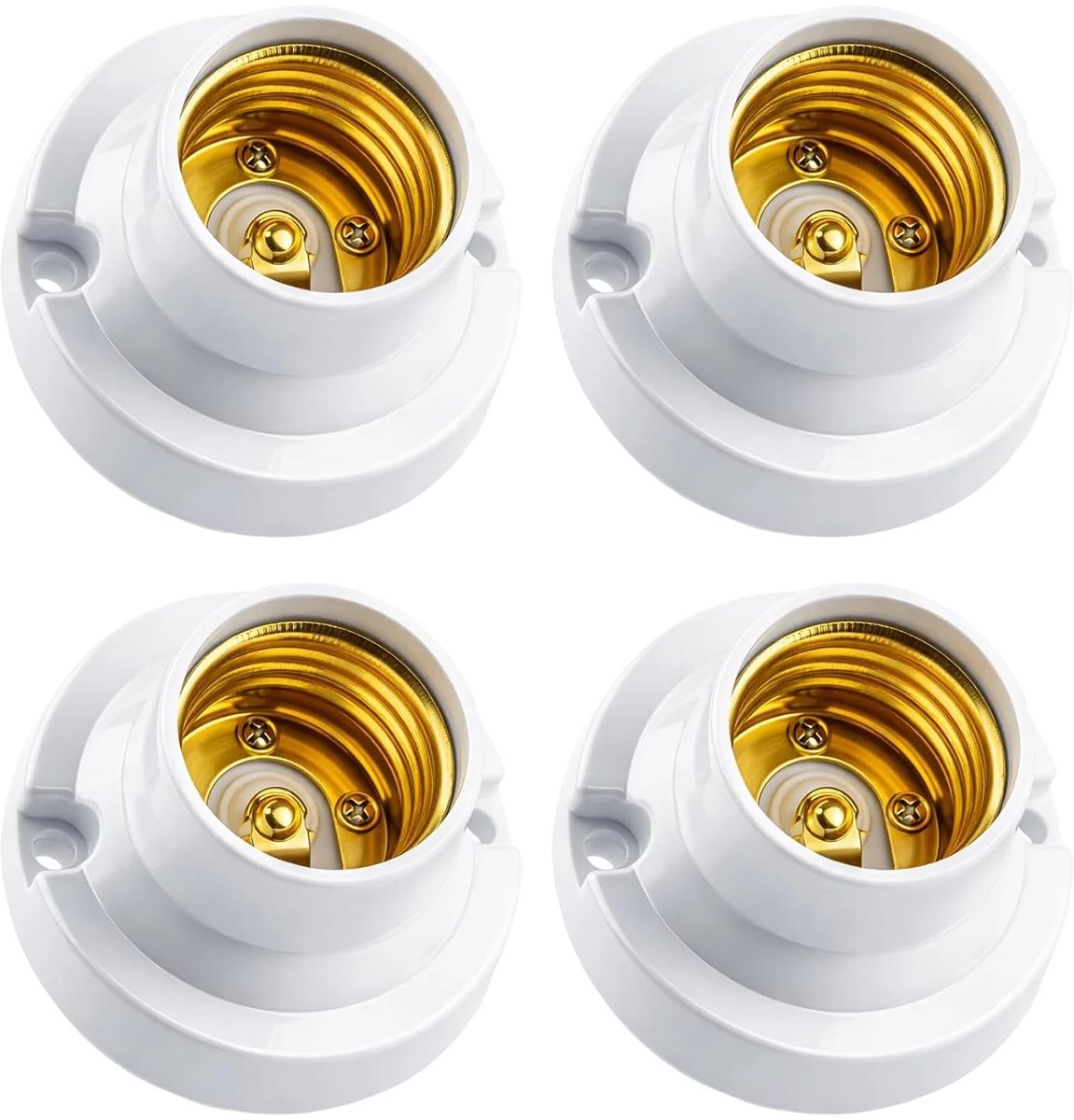 4 stuks E27 lamphouder, witte bouwfitting om vast te schroeven, lamphouder van ABS en metaal met isolatie, E27 fitting voor ledlampen