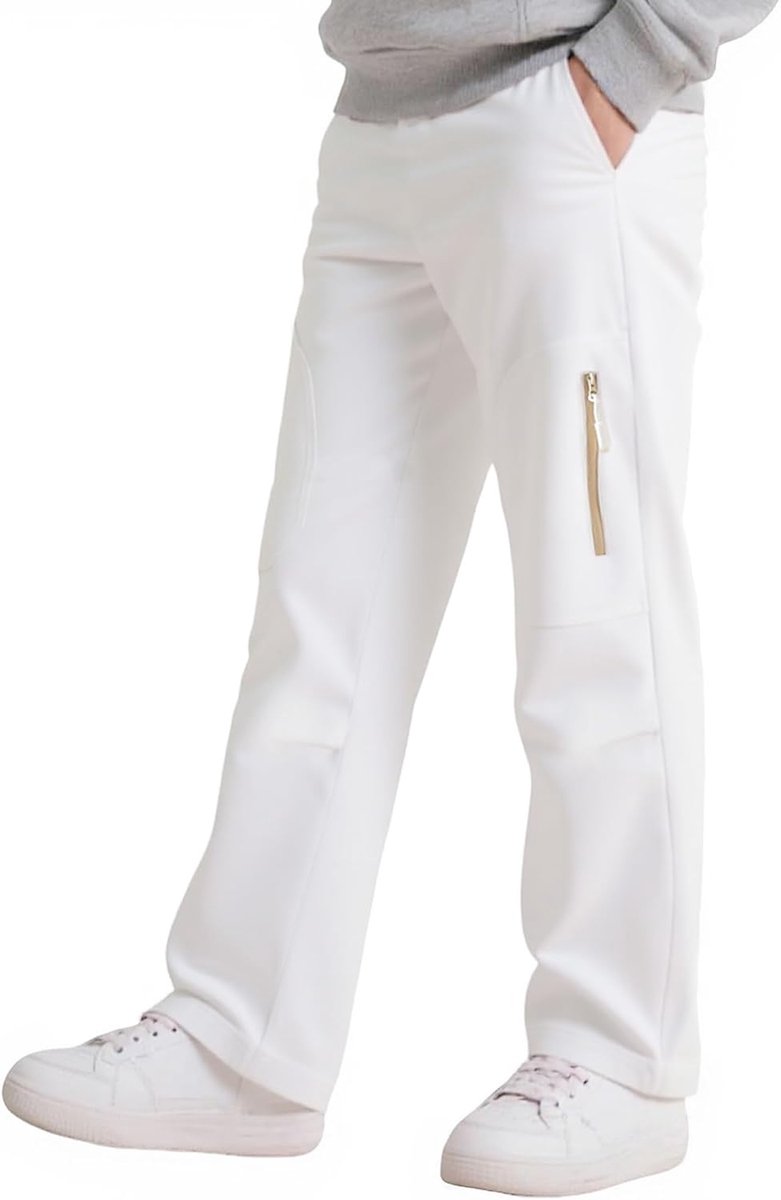 Kinder Katoen Zachte Joggingbroek met Elastische Taille en Zakken Baggy Ademend Koord Cargo Broek Jongens Meisjes Streetwear Vrijetijdsbroek Voor 5-13 Jaar