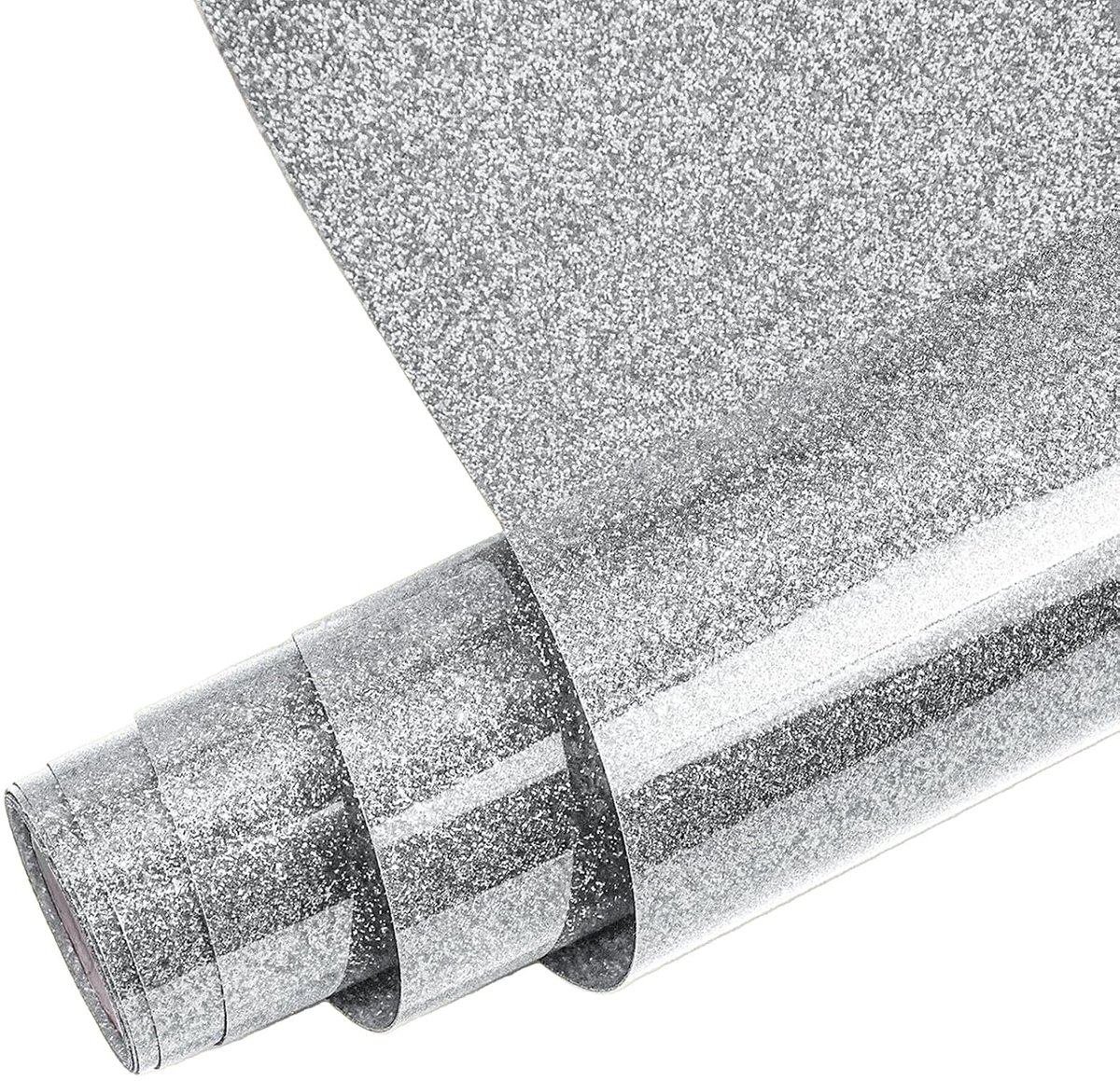 Plotterfolie Textiel, 30.5cm×1.5m Transferfolie textiel voor DIY-T-shirts, kleding en textiel (Glitter Zilver)