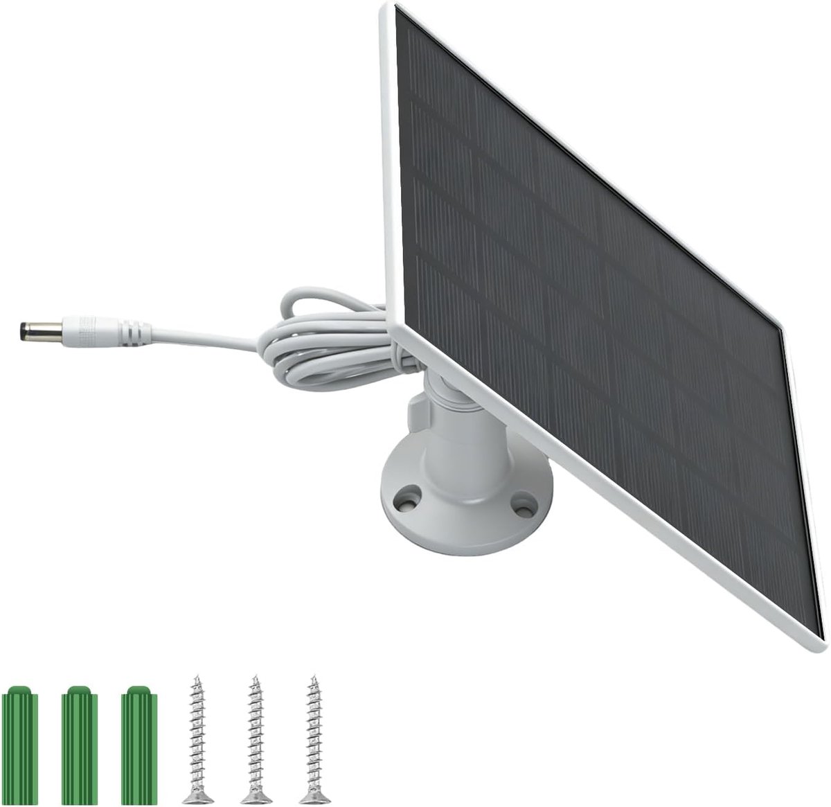 Zonnepaneel voor camera, 3 W 6 V zonne-oplader voor bewakingscamera buiten, weerbestendig zonnepaneel met DC-aansluiting en 2 m kabel, compatibel met ringcamera (wit)
