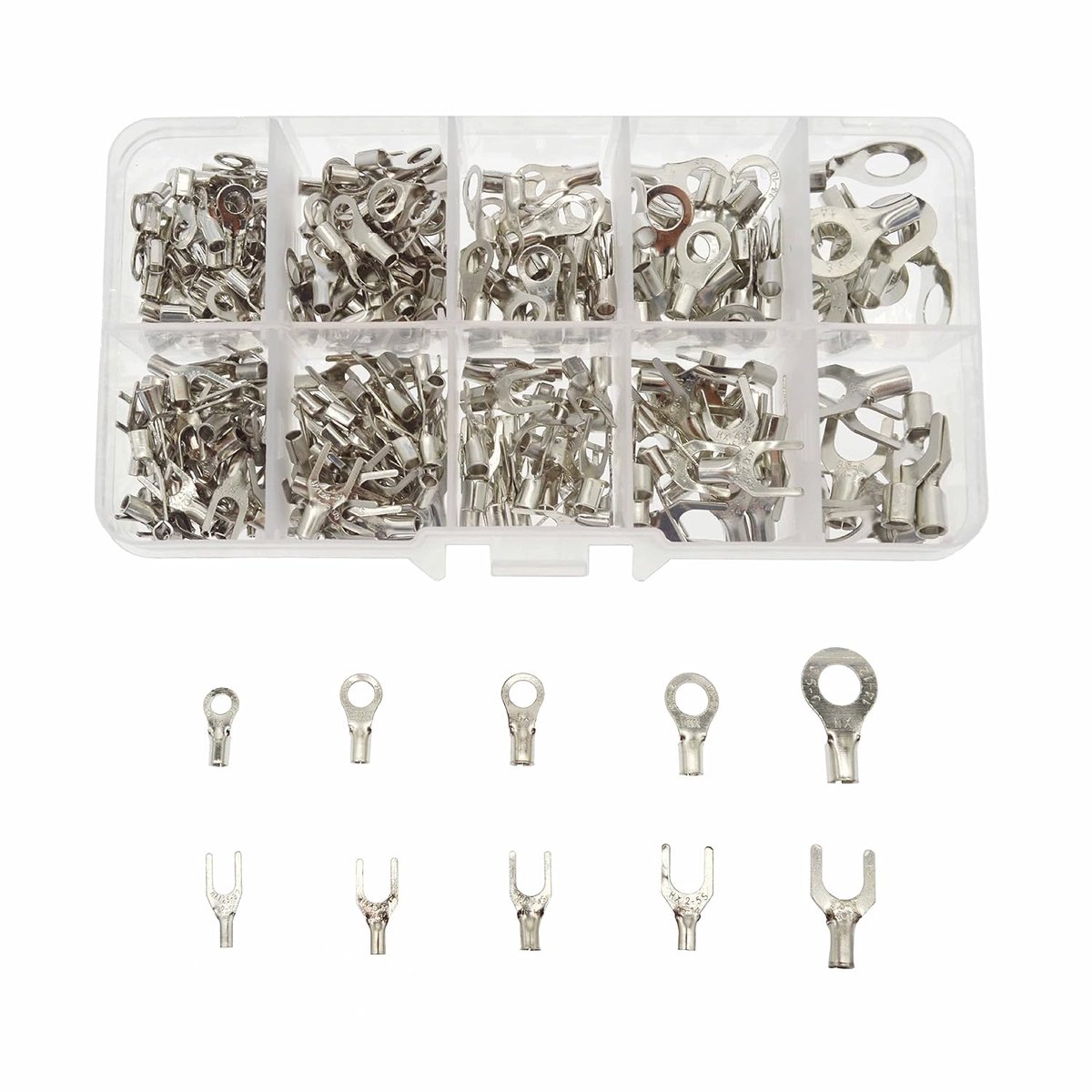 Ringaansluitingen, 320 stuks (ring en vork, 22-14, 12-10, 8-6 mm, 100 °C)