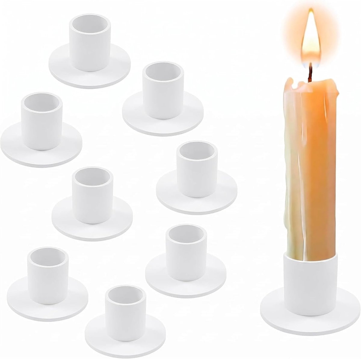 8 stuks kandelaars wit, retro kandelaar staafkaars