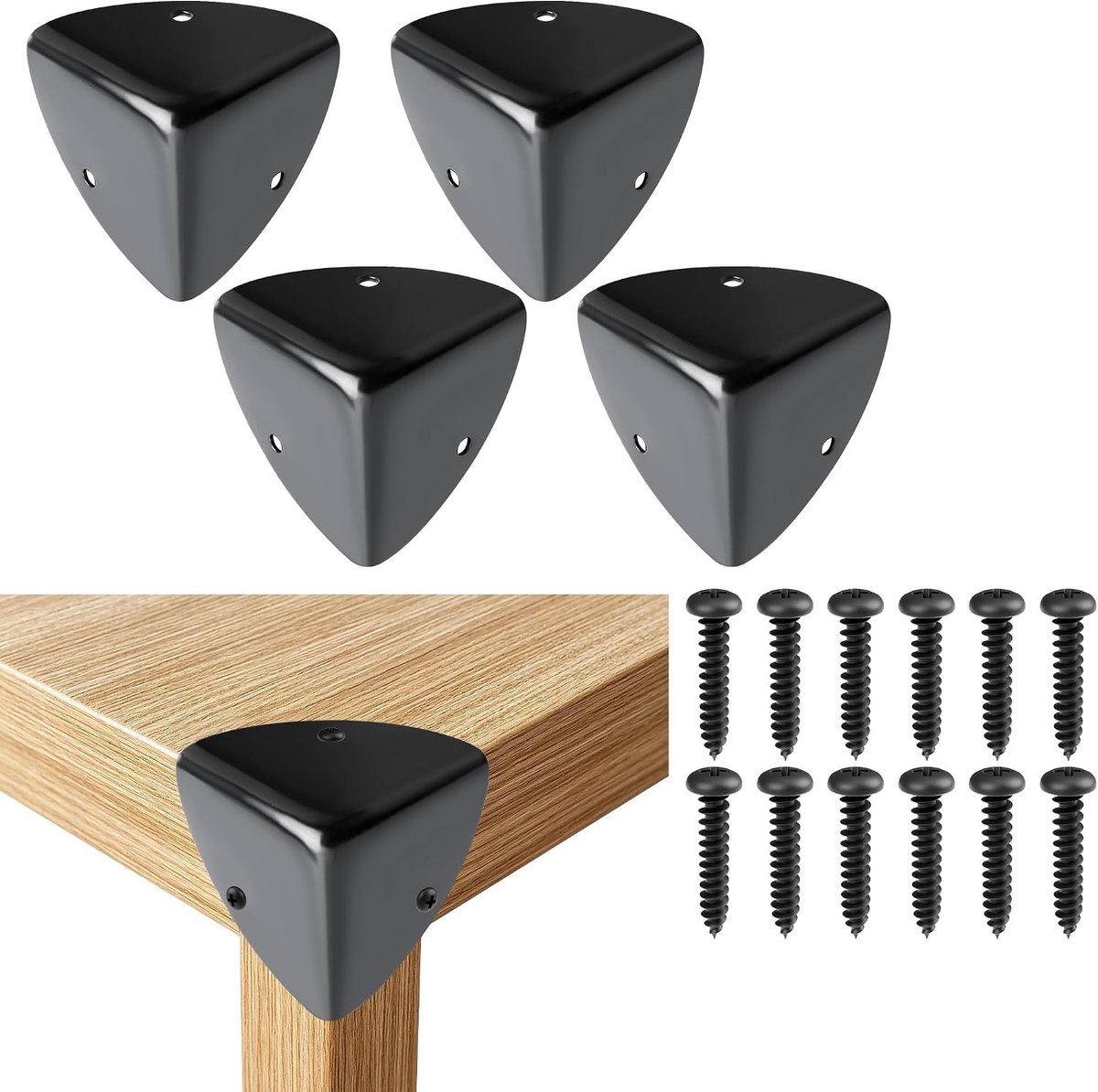 Hoekbeschermers voor Tafel - 4 Stuks Zwarte Aluminium Hoekbescherming voor Veiligheid en Stabiliteit