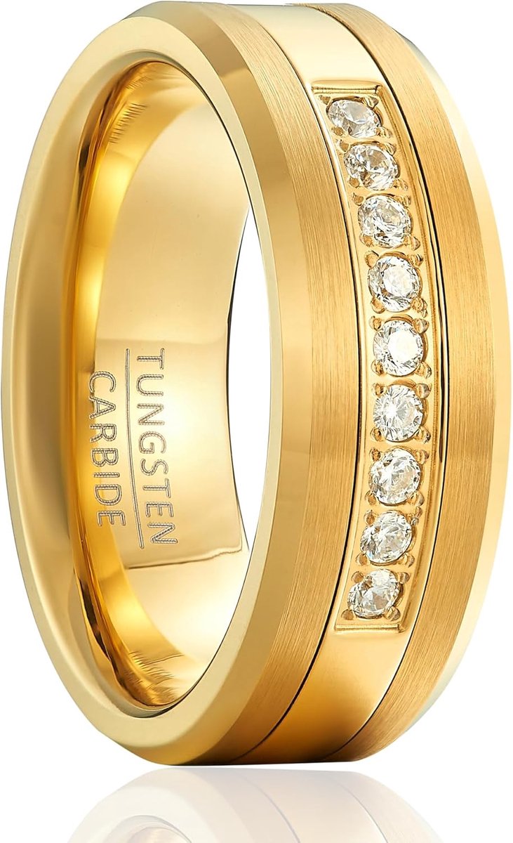 Luxury fashion men and women tungsten steel rings, exquisite palace wide 8mm shiny wedding gold rings - ShopVlot
