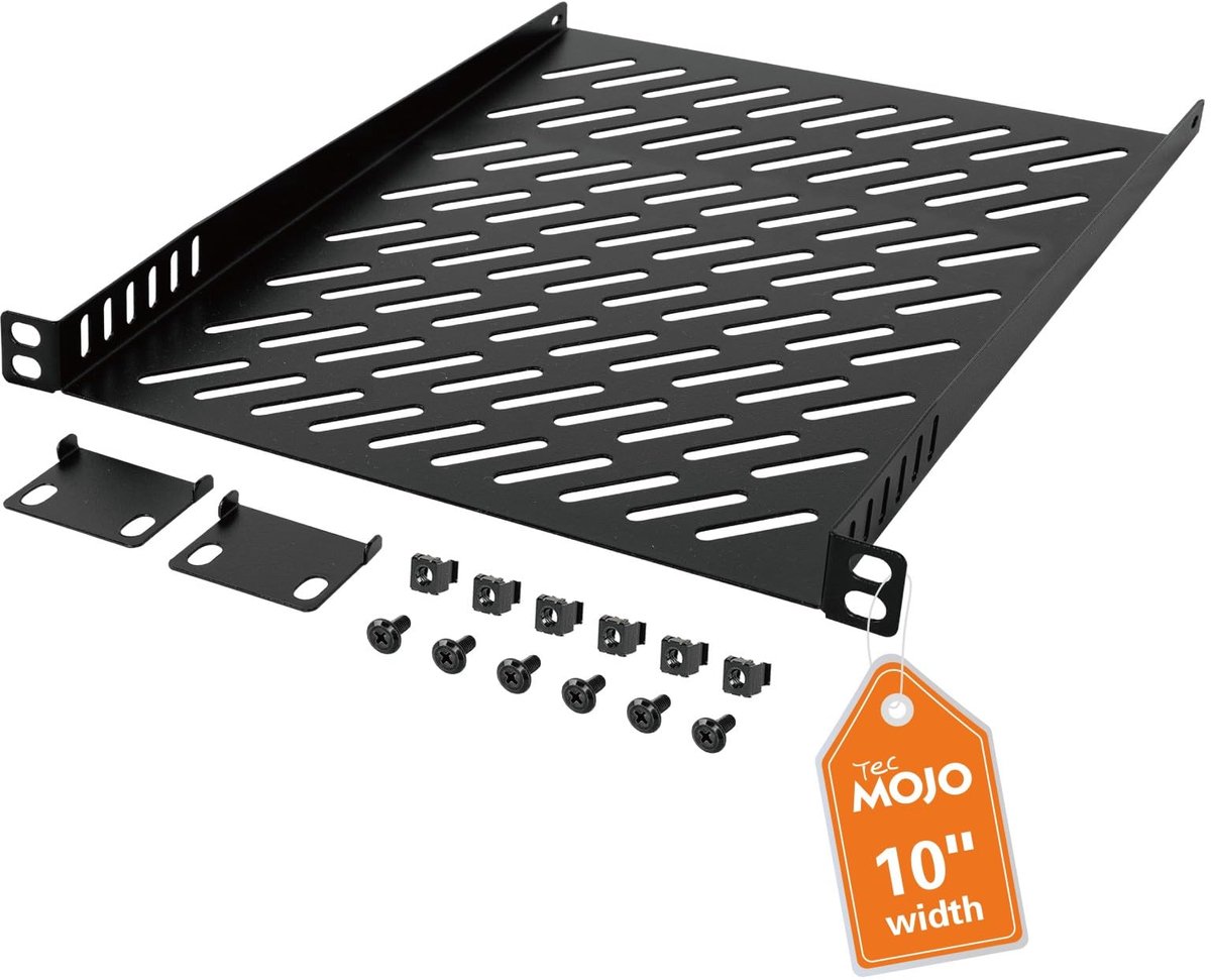 Tecmojo 10 inch plank, bevestiging aan de voorkant voor 10 inch serverkasten, geventileerde legbak, metalen rek voor - ShopVlot