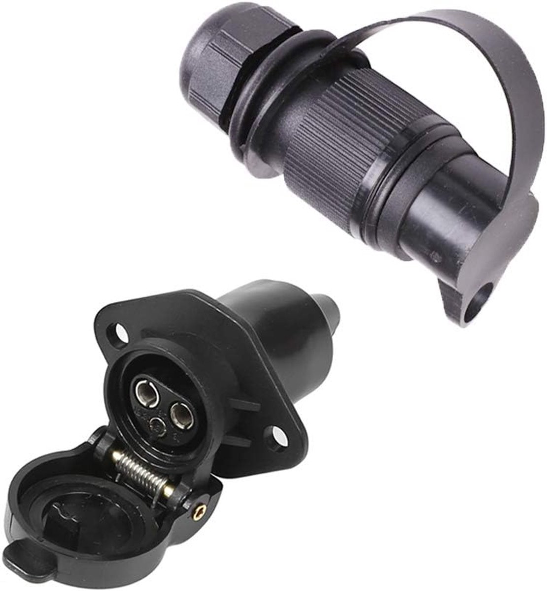 3-pole plug and socket 3-pole, trailer plug and socket, 3-pole, 12 V, DIN 9680 trailer adapter 3-pole, for trailers - ShopVlot